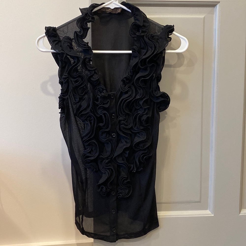 Black The Limited ruffle blouse